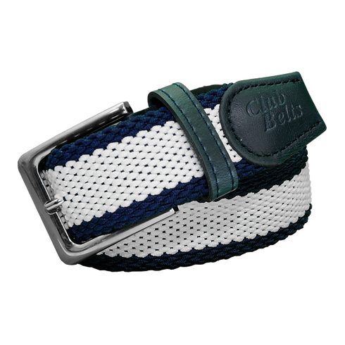 White with Navy Blue Trim Double Stitch Belt