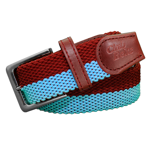 Claret and Blue Two Tone Double Stitch Belt