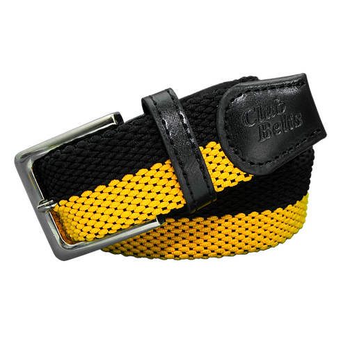 Black and Gold Tone Double Stitch Belt