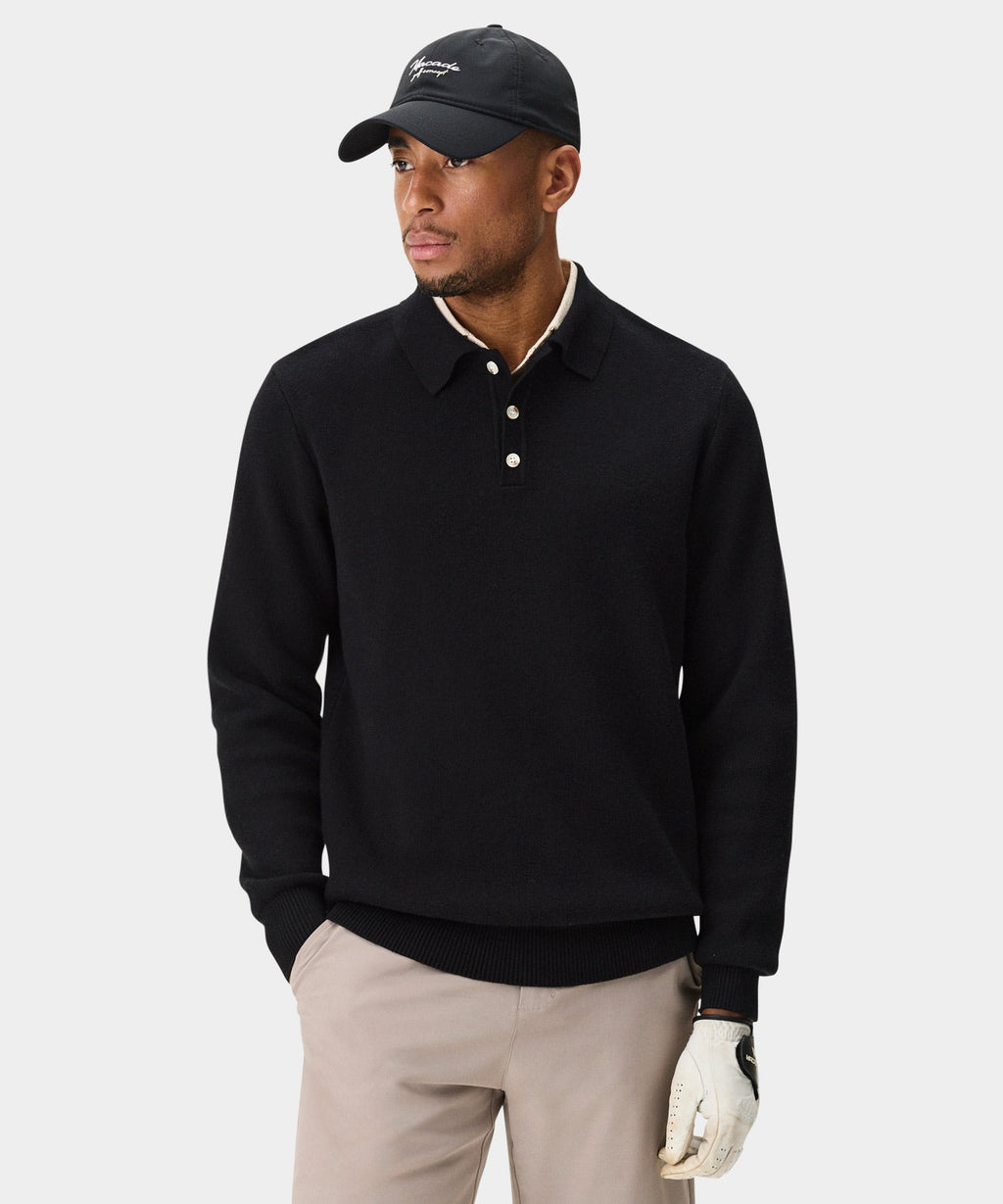 Macade Men's Cashmere Blend Knit Polo - Black