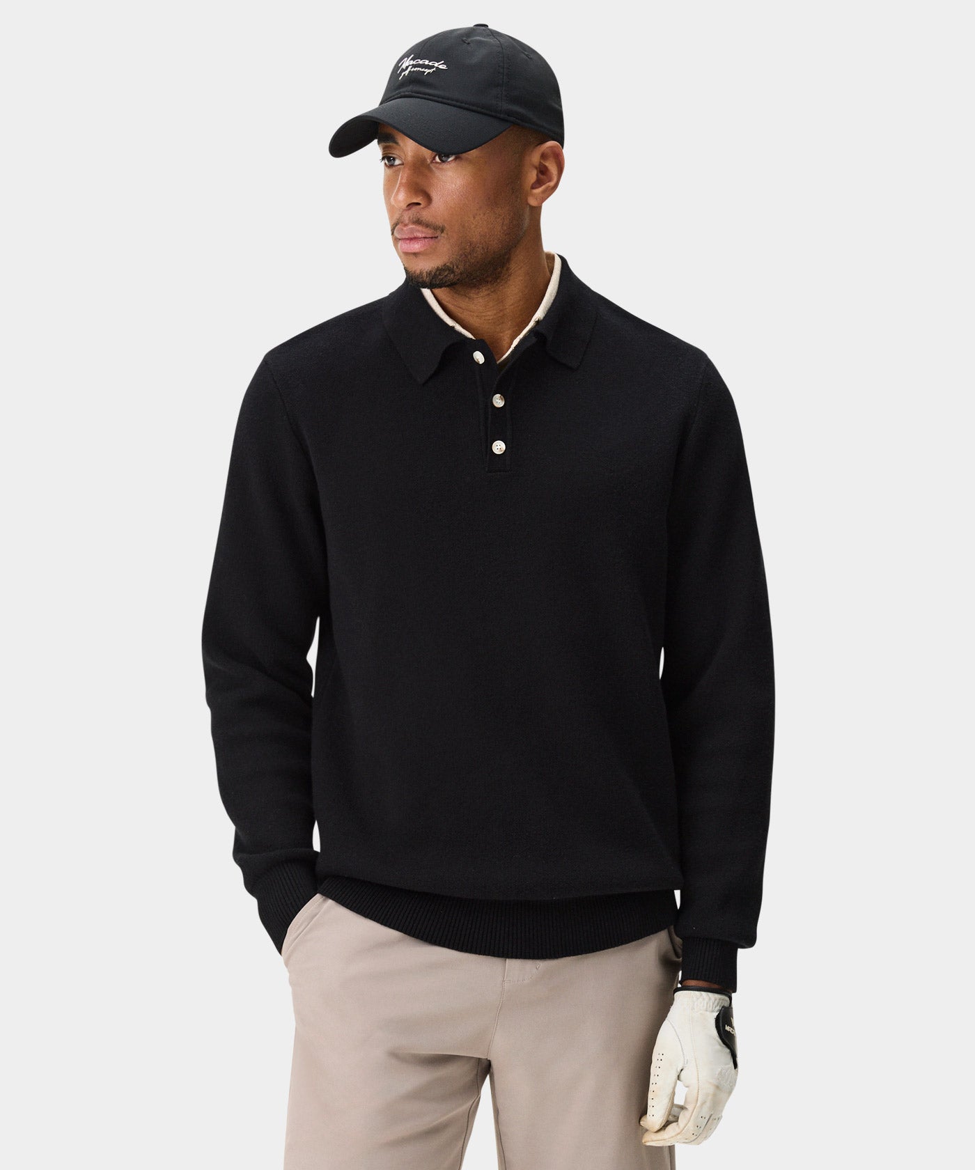Macade Men's Cashmere Blend Knit Polo - Black