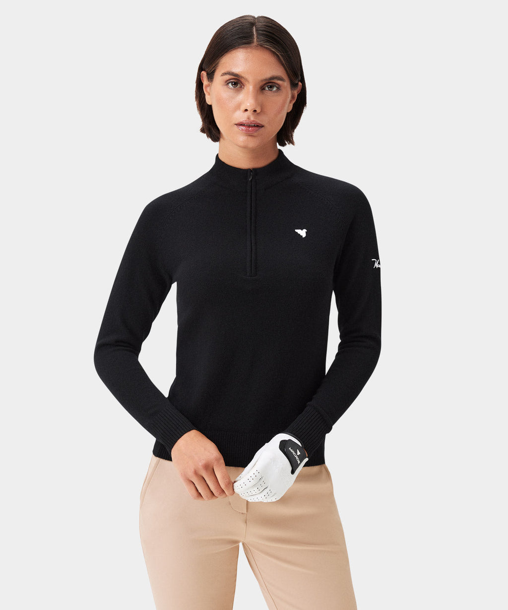 Women's Bridge Merino Quarter Zip - Black