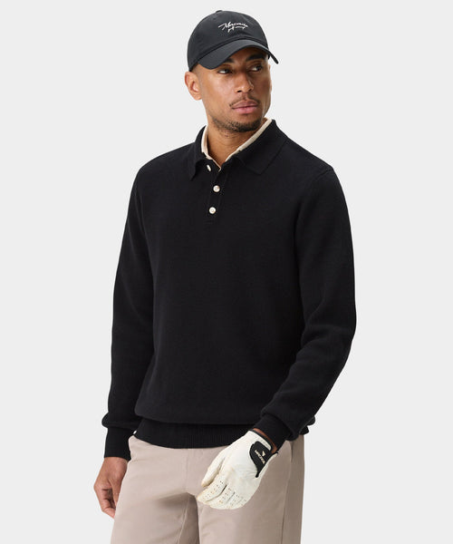 Macade Men's Cashmere Blend Knit Polo - Black