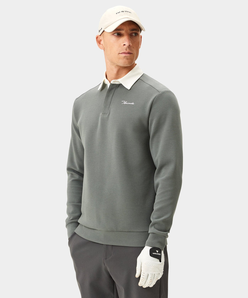 Macade Men's Blades Polo Sweatshirt - Teal Gray