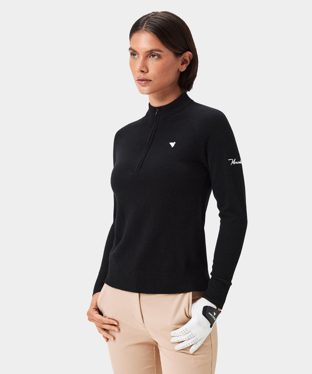 Women's Bridge Merino Quarter Zip - Black