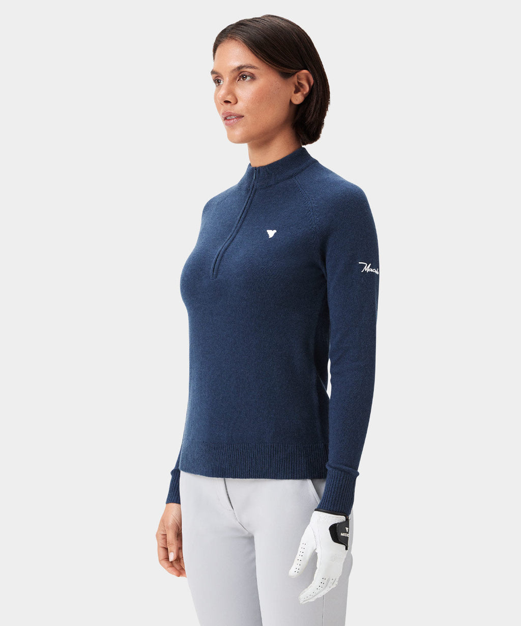 Women's Bridge Merino Quarter Zip - Dark Blue