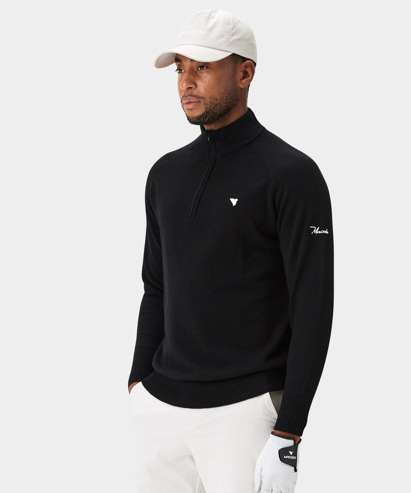 Macade Men's Bridge Merino Quarter Zip - Black