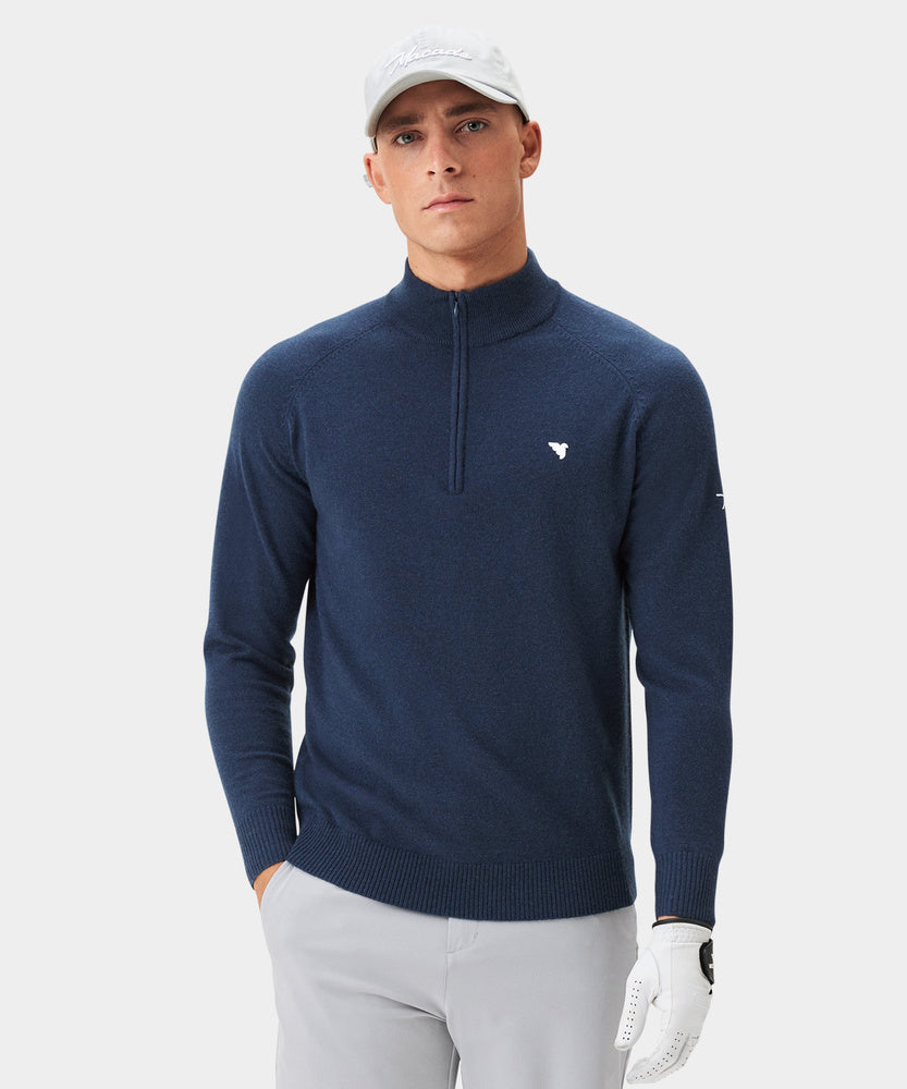 Macade Men's Bridge Merino Quarter Zip - Dark Blue