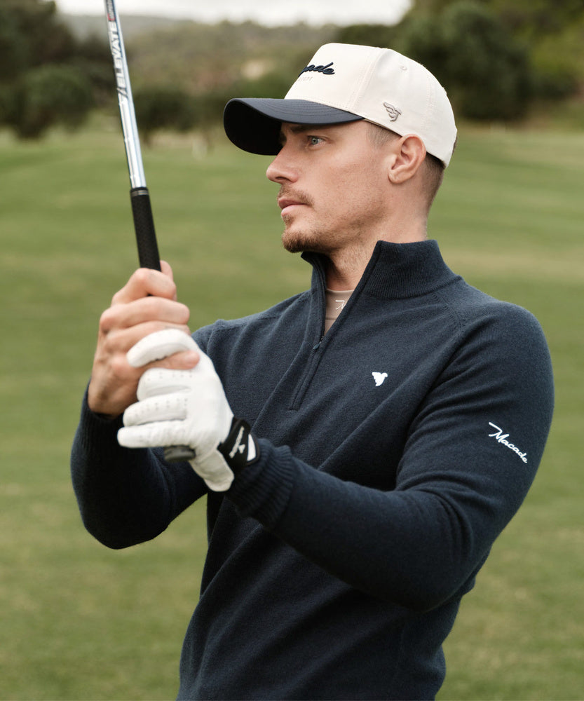 Macade Men's Bridge Merino Quarter Zip - Dark Blue