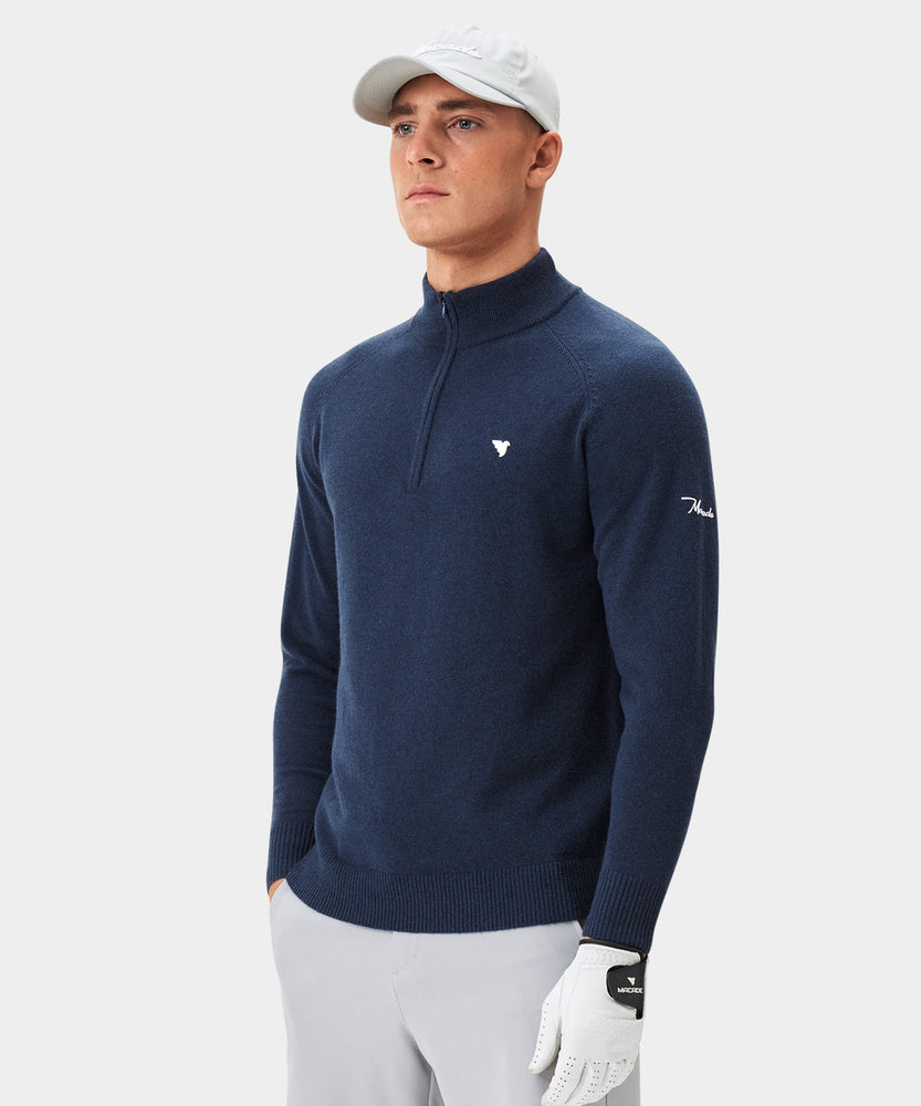 Macade Men's Bridge Merino Quarter Zip - Dark Blue