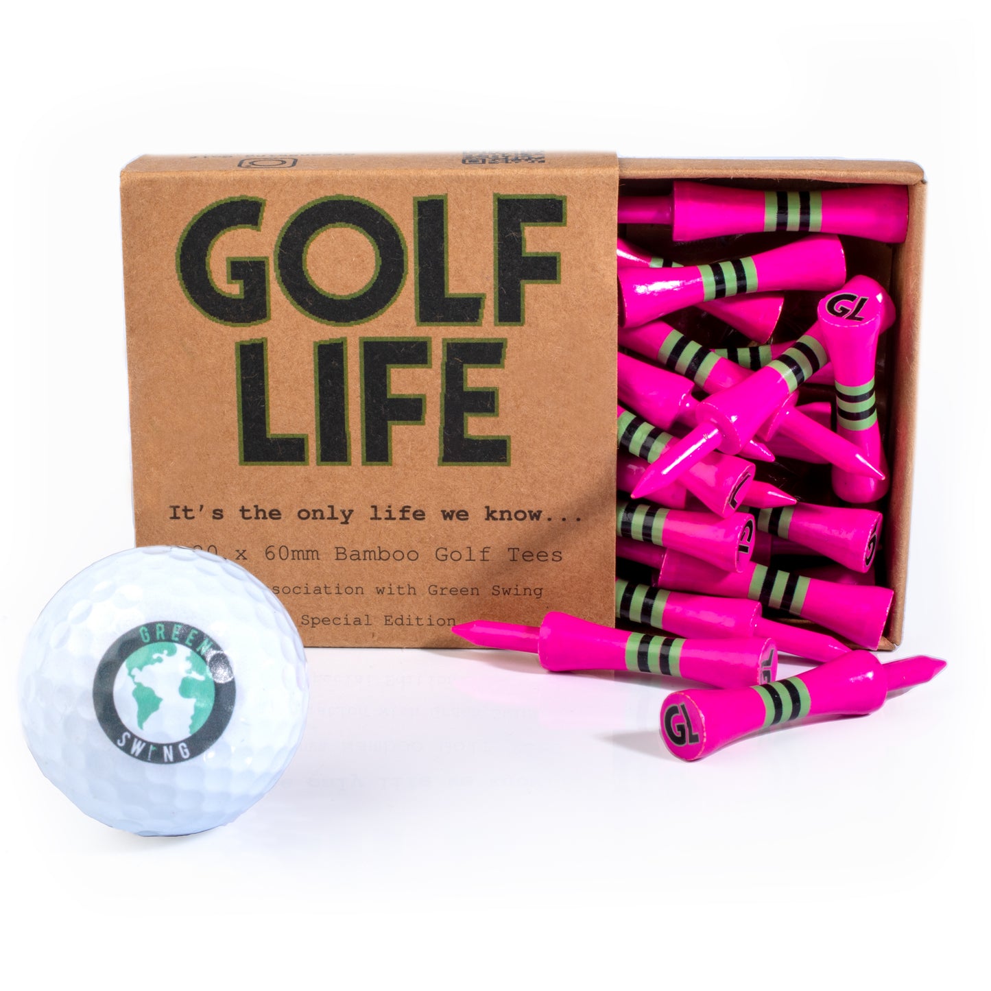 Golf Life Tees 60mm Bamboo Pink Castle Golf Tees | 20pcs