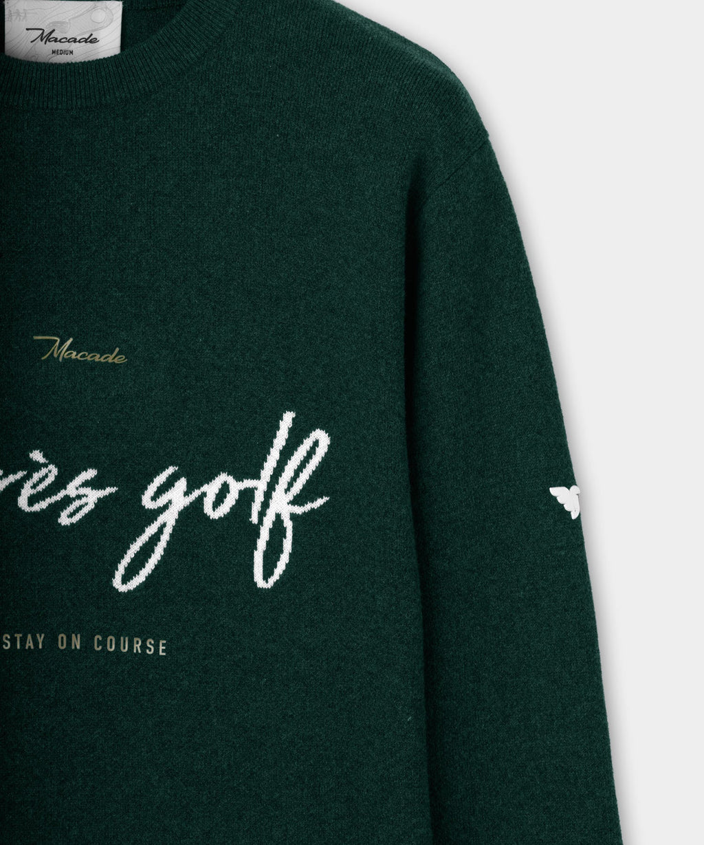 Macade Men's Intarsia Knit Crewneck - Pine Green