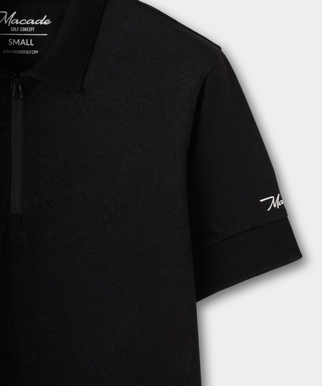 Macade Women's Lace Paisley Zip Shirt - Black