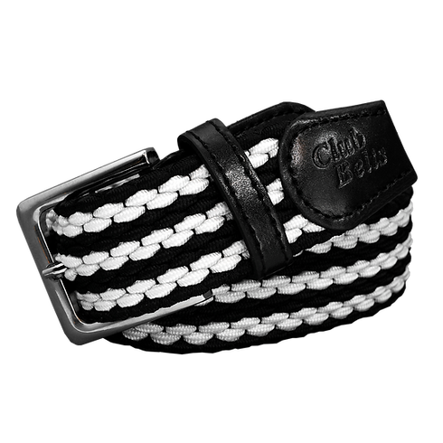 Black and White Striped Single Stitch Belt