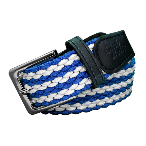 Blue and White Striped Single Stitch Belt