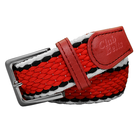 Red with Black and White Trim Single Stitch Belt