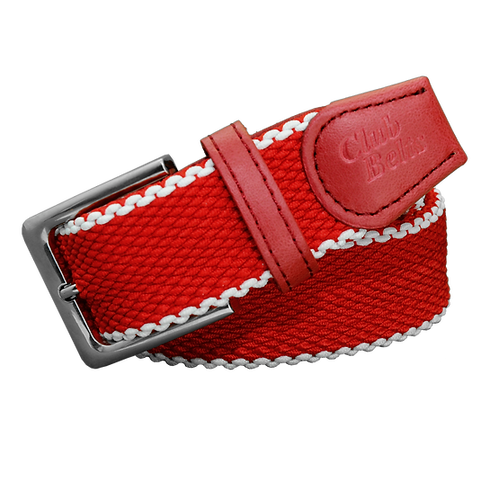 Red with White Trim Double Stitch Belt
