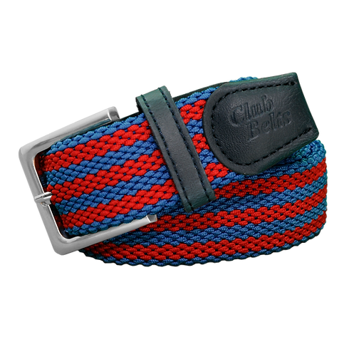 Blue and Red Striped Double Stitch Belt