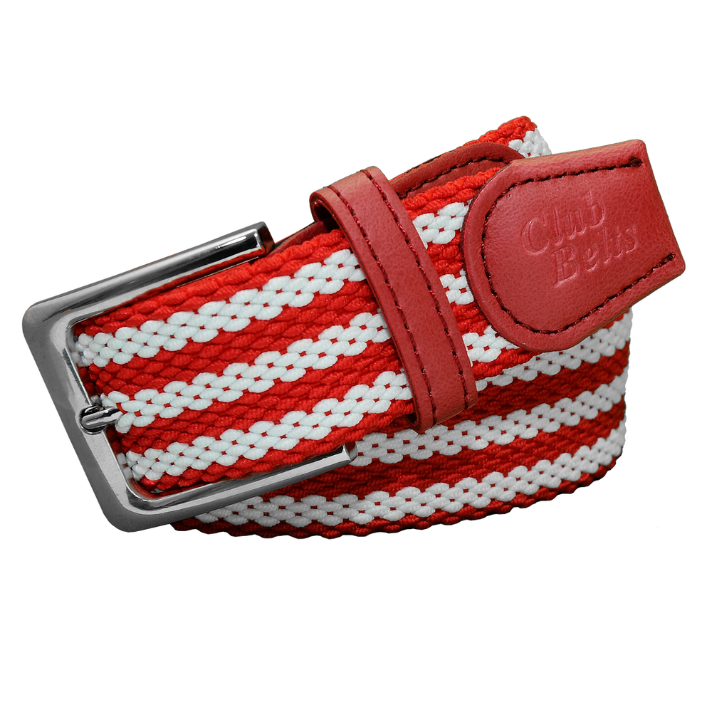 Red and White Striped Double Stitch Belt