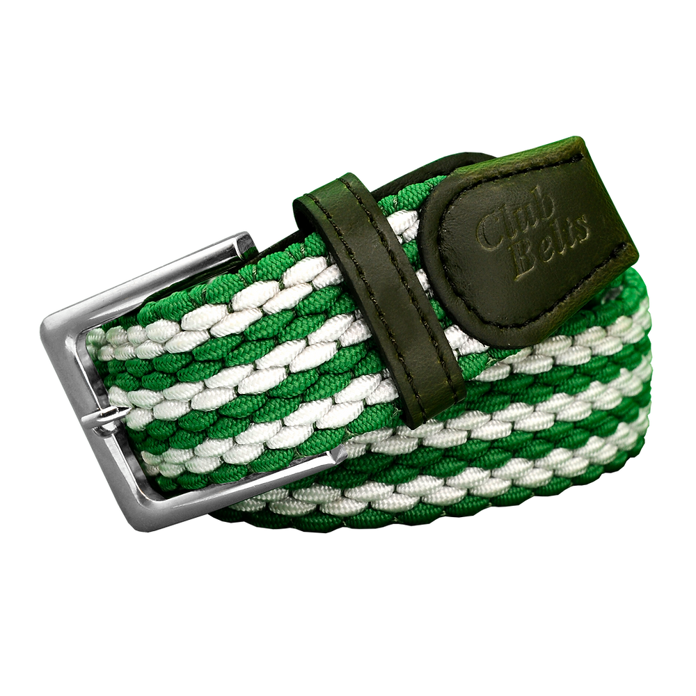 Green and White Striped Single Stitch Belt