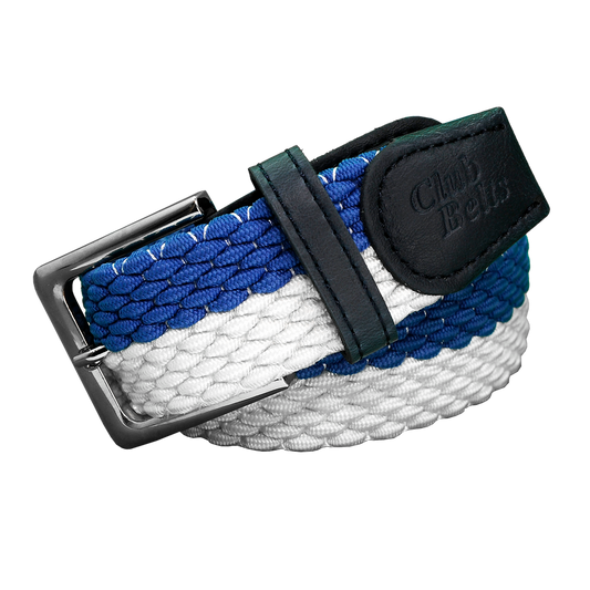 Blue and White Two Tone Single Stitch Belt