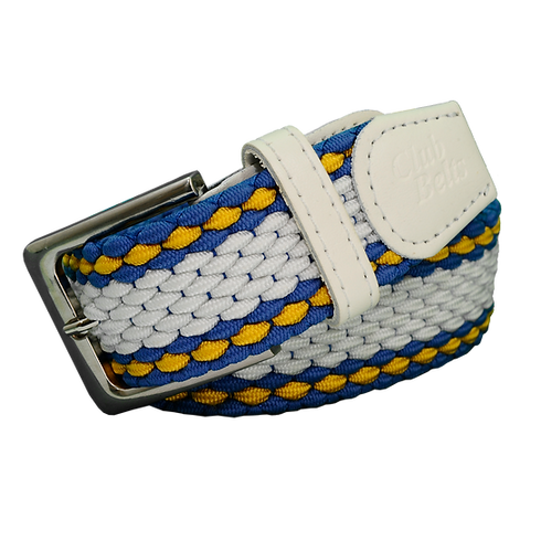 White, Blue and Gold Trim Single Stitch Belt