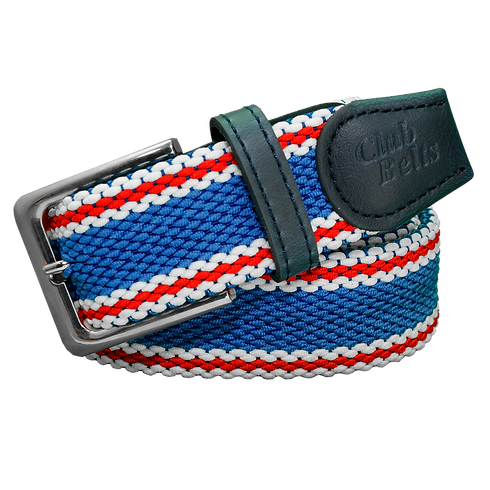 Blue with Red and White Trim Double Stitch Belt
