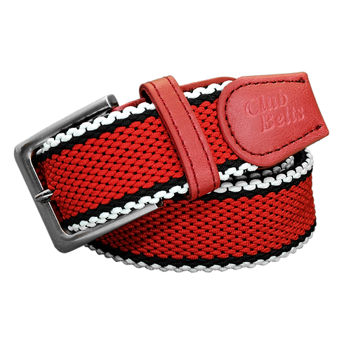 Red with Black and White Trim Double Stitch Belt