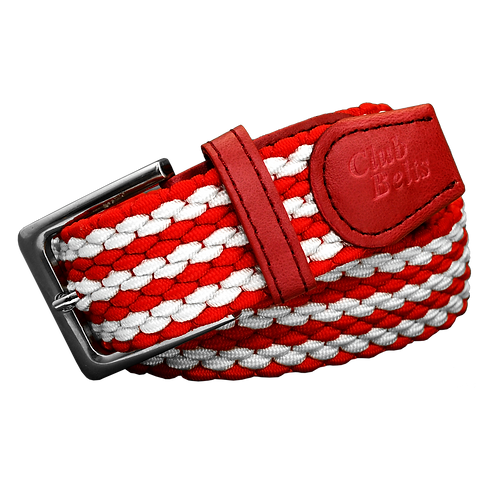 Red and White Striped Single Stitch Belt