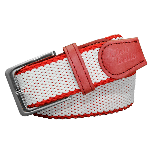 White with Red Trim Double Stitch Belt